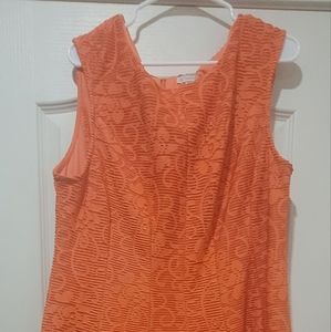 Coral/orange fit and flare lace dress